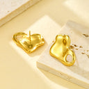 Bulk 18K Gold Jewelry: Stainless Steel Heart Hollow Stud Earrings, Creative Unique Design, Women's Wholesale Accessories