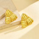 22Cross - Border European American Earrings - Striped - Interwoven Triangular Stainless Steel, 18K Gold Plated, Women's Trendy & Versatile Accessories（副本）（副本）