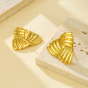 22Cross - Border European American Earrings - Striped - Interwoven Triangular Stainless Steel, 18K Gold Plated, Women's Trendy & Versatile Accessories（副本）（副本）
