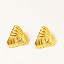 22Cross - Border European American Earrings - Striped - Interwoven Triangular Stainless Steel, 18K Gold Plated, Women's Trendy & Versatile Accessories（副本）（副本）