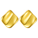 New - style Irregular Smooth Earrings: Square and Round Shapes with Concave - Convex Effect, British - style Stainless Steel Golden Studs, Fashionable & Unique Design