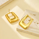 Women's Titanium Steel Earrings: Geometric Ellipse Rectangle Square, Gold - Plated, Versatile Design with High - End Sense, Cross - Border to Europe & America