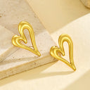 Women's Stainless Steel Earrings: Internet - Famous Hollow Heart Studs, Cold - Style, Trendy & Versatile, Creative Line - Shaped Heart Design