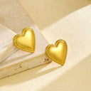 Women's Stainless Steel Stud Earrings: New - style French - style, Smooth - surfaced Heart Shape, Golden Color, Simple & Small, Full of Fashion Design Sense
