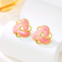 Vintage Stud Earrings for Women - Royal Court Style, Enamel Drip, Triangular Geometric & Fashionable Hollow Rotating Flower Drop Earrings Jewelry