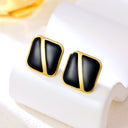 Korean Niche Design Painted Enamel Square Earrings - 2025 New Style Trendy Earrings for Women, Simple Stud Earrings Wholesale