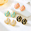 Cross-Border New Vintage Irregular Striped Square Stud Earrings for Women & European-American Style Unique Exquisite Light Luxury Versatile Earrings