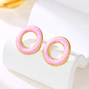 Cross-Border Premium Light Luxury Fashion Geometric Asymmetrical Painted Enamel Drip Circle Stud Earrings