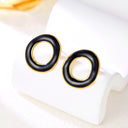 Cross-Border Premium Light Luxury Fashion Geometric Asymmetrical Painted Enamel Drip Circle Stud Earrings