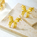 Cross-Border Fashion Best-Selling Stainless Steel Butterfly Stud Earrings & European-American Geometric Hollow Bow Titanium Steel Earring Jewelry (Wholesale)