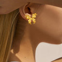 Cross-Border Fashion Best-Selling Stainless Steel Butterfly Stud Earrings & European-American Geometric Hollow Bow Titanium Steel Earring Jewelry (Wholesale)