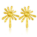 Cross-Border Stainless Steel 18K Gold Sunburst Radiant Stud Earrings & INS New Style Bold Unique Asymmetrical Trendy Earrings