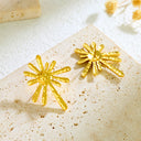 Cross-Border Stainless Steel 18K Gold Sunburst Radiant Stud Earrings & INS New Style Bold Unique Asymmetrical Trendy Earrings