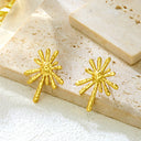 Cross-Border Stainless Steel 18K Gold Sunburst Radiant Stud Earrings & INS New Style Bold Unique Asymmetrical Trendy Earrings