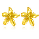 Cross-Border European-American INS Niche 5-Petal Flower Stainless Steel Stud Earrings, Minimalist Glossy Polished Office Earrings, 18K Gold Plated Jewelry