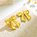 Cross-Border New High-End Fashion Titanium Steel Bowknot Stud Earrings, Stylish Statement Exaggerated Earrings, Versatile Trendy Jewelry