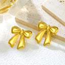 Cross-Border New High-End Fashion Titanium Steel Bowknot Stud Earrings, Stylish Statement Exaggerated Earrings, Versatile Trendy Jewelry