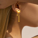 Viral INS Minimalist Asymmetrical Lava Heart Stud Earrings & Stylish Liquid Heart Stainless Steel Trendy Earrings