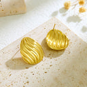 Cross-Border Jewelry - Metal Shell Nautical-Style Niche Earrings & Retro Versatile Minimalist Striped Stud Earrings for Women