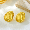 Cross-Border Jewelry - Metal Shell Nautical-Style Niche Earrings & Retro Versatile Minimalist Striped Stud Earrings for Women