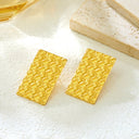 Cross-Border Fashion Minimalist Bold Square Plate Stud Earrings (Stainless Steel) & 18K Gold Grand High-End Square Woven Drop Earrings