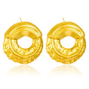 INS-Style Euro-American Cross-Border 18K Gold Plated Stainless Steel Earrings, Ruffled Hammered Textured Hoop Earrings, Hollow-Out Versatile Fashion Jewelry