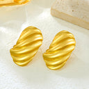 Cross-Border INS-Style 18K Gold Plated Stainless Steel Earrings, Seashell Pattern & Striped Texture Metal Studs and Earrings Wholesale