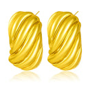 Cross-Border INS-Style 18K Gold Plated Stainless Steel Earrings, Seashell Pattern & Striped Texture Metal Studs and Earrings Wholesale