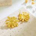 Cross-Border Fashion-Forward Designer Versatile Niche Old Money Aesthetic Streetwear Stainless Steel Gold-Tone Daisy Stud Earrings