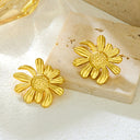 Cross-Border Fashion-Forward Designer Versatile Niche Old Money Aesthetic Streetwear Stainless Steel Gold-Tone Daisy Stud Earrings