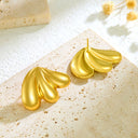 Minimalist Design Butterfly Wing Stud Earrings (Stainless Steel) & Three-Petal Water Drop Design Minimalist Geometric Light Luxury Earrings