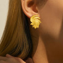 INS Fashion Retro High-End Irregular Swirl Earrings & Unique Twisted Firework 18K Gold Stud Earrings for Women