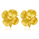 Vintage Flower Earrings, Stainless Steel 3D Mid-Century Style Four-Leaf Clover Stud Earrings for Women, Niche Design Ear Ornaments