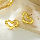 Cross-Border Bestselling Hammered Heart Stud Earrings, INS Style Elegant Irregular Uneven Surface Heart Earrings for Women, Minimalist Jewelry