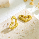 Cross-Border Bestselling Hammered Heart Stud Earrings, INS Style Elegant Irregular Uneven Surface Heart Earrings for Women, Minimalist Jewelry