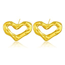 Cross-Border Bestselling Hammered Heart Stud Earrings, INS Style Elegant Irregular Uneven Surface Heart Earrings for Women, Minimalist Jewelry