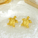 Bestselling Ocean-Style 18K Gold Plated Stainless Steel Earrings, Affordable Luxury Versatile Sea Turtle Studs, Beach Vacation Jewelry for Women