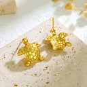 Bestselling Ocean-Style 18K Gold Plated Stainless Steel Earrings, Affordable Luxury Versatile Sea Turtle Studs, Beach Vacation Jewelry for Women