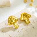 INS Style Colorful Cubic Zirconia Mushroom Stainless Steel Stud Earrings for Women, 18K Plated Luxury High-End Diamond-Setting Available Jewelry