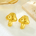 INS Style Colorful Cubic Zirconia Mushroom Stainless Steel Stud Earrings for Women, 18K Plated Luxury High-End Diamond-Setting Available Jewelry