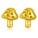 INS Style Colorful Cubic Zirconia Mushroom Stainless Steel Stud Earrings for Women, 18K Plated Luxury High-End Diamond-Setting Available Jewelry