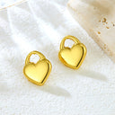 Cross-Border Stainless Steel Small Heart Stud Earrings for Women, Fashionable Minimalist 3D Heart Padlock Earrings, Factory In-Stock Wholesale Jewelry