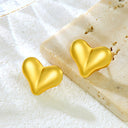 Cross-Border INS Geometric Heart Stud Earrings, 18K Real Gold Plated Titanium Steel Earrings, Summer Versatile Fashionable Light Luxury Jewelry for Women