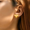 Cross-Border INS Geometric Heart Stud Earrings, 18K Real Gold Plated Titanium Steel Earrings, Summer Versatile Fashionable Light Luxury Jewelry for Women