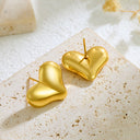 Cross-Border INS Geometric Heart Stud Earrings, 18K Real Gold Plated Titanium Steel Earrings, Summer Versatile Fashionable Light Luxury Jewelry for Women