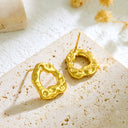 Niche Designer High-End Asymmetrical Hammered Circle Metal Earrings for Women, New Bestselling Stud Earrings & Jewelry