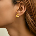 Niche Designer High-End Asymmetrical Hammered Circle Metal Earrings for Women, New Bestselling Stud Earrings & Jewelry