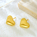 Cross-Border INS-Style Designer 18K Gold-Plated Titanium Steel Earrings, Fashionable High-End Polished & Concave Geometric Heart Earrings Wholesale