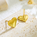 Cross-Border INS-Style Designer 18K Gold-Plated Titanium Steel Earrings, Fashionable High-End Polished & Concave Geometric Heart Earrings Wholesale
