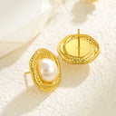 Cross-Border Euro-American Stainless Steel Pearl Stud Earrings, High-End Intertwined Twisted Hoop Earrings, Titanium Steel Jewelry Wholesale